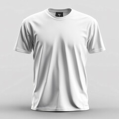 Front-view 3D mockup of a men's white t-shirt with space for a logo or design, studio-lit on an isolated background, 3d render of sporty design