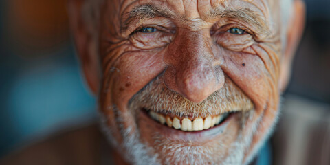 Close-up Photograph of an Elderly Man Smiling
