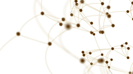 Obraz premium Abstract Network with Golden Spheres