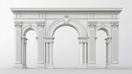 Obraz premium White classical archway with pillars and ornate details.