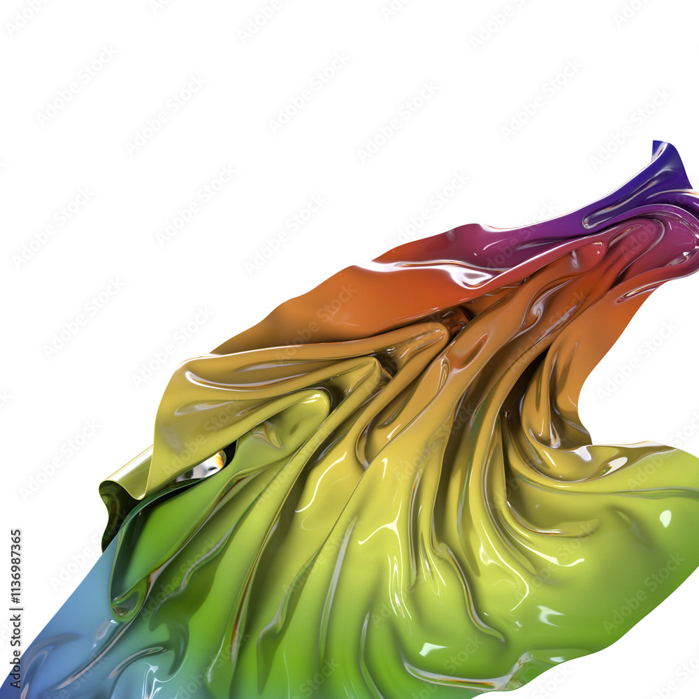 Aufkleber 3D render abstract background. Colorful twisted shapes in motion. Computer generated digital art for poster, flyer, banner