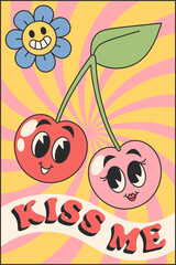 Naklejka premium Valentines day poster cherry design