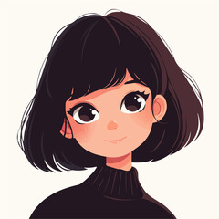 Charming Woman with Asymmetrical Bob Hairstyle – Trendy Fashion Illustration
