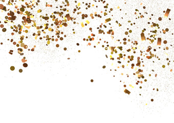 Golden Confetti Falling on Black Background