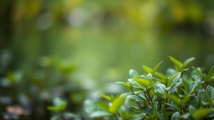 Obraz premium Blurry natural background featuring water and lush plants, plants, serenity, texture