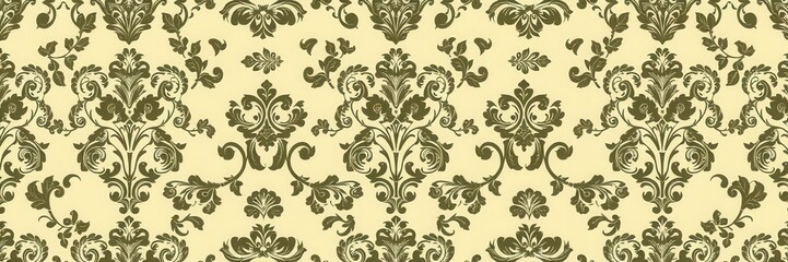 Elegant seamless damask wallpaper pattern in classic colors, floral, textile, seamless