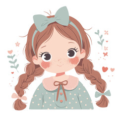 She_has_Crown_Braid_hairstyle_Flat_2D_cute_little