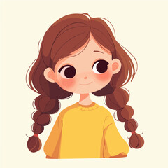 She_has_Dutch_Braid_hairstyle_Flat_2D_cute_little_girl