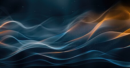 Obraz premium Abstract waves of blue and orange light create a serene, fluid background.