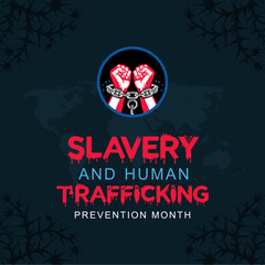 Vector illustration on the theme of National Human Trafficking Awareness Month. National Slavery and Human Trafficking Prevention Month is observed every year on January. Template for banner design.