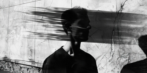 Monochromatic Portrait with Motion Blur and Concrete Background