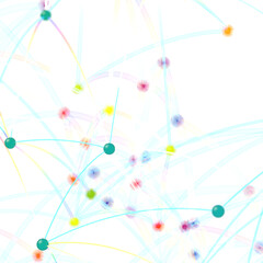 Abstract Network Connections, Colorful Nodes, White Background