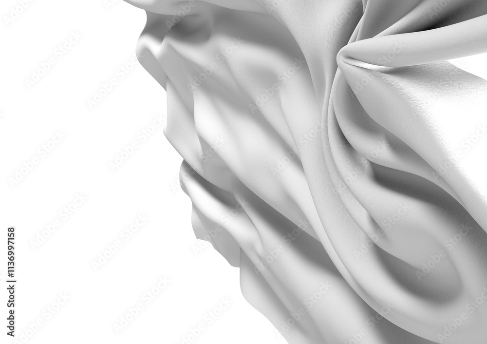 Poster a close-up shot of white fabric with a soft, flowing texture. the light reflects on the surface, cre