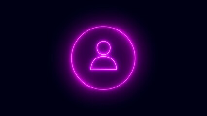 Neon Profile icon. glowing user icon. people head silhouettes user, profile or people icon 