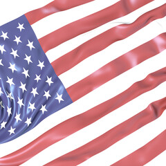 Obraz premium Waving American Flag on White Background