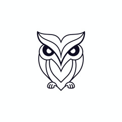 Owl  With Line Art, Vector Design Template