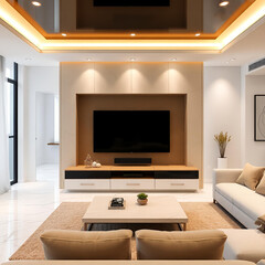 modern living room with fireplace 
