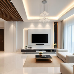 modern living room with fireplace