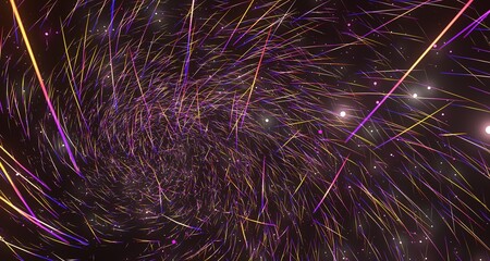 Abstract Colorful Lines and Glowing Dots