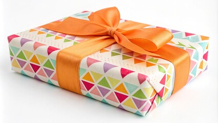 Colorful gift box with red ribbon and bow
