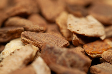 Crunchy snack pieces in close-up showcasing texture and detail