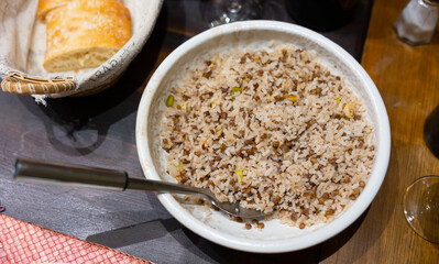 Rice with lentils is a traditional dish of Oriental cuisine, which is a delicious side dish