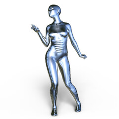 女性サイボーグ　3DCGレンダリング