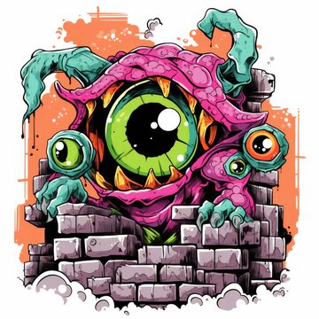 graffiti moster on the wall art