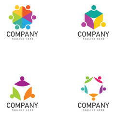 community logo design colorful with hexagon logo vector icon