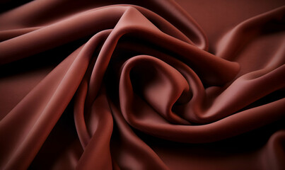 Obraz premium Luxurious deep maroon fabric, rich texture, elegant folds and drapes, smooth satin-like surface. Perfect for fashion, design, and textile backgrounds.