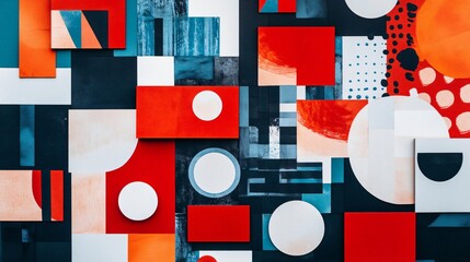 Abstract Geometric Collage - Colorful Bauhaus Inspired Design