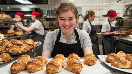 Young UK Baker Serving Fresh Croissants in Manhattan Bakery