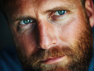 Obraz premium Intense Close-Up of a Bearded Man's Eyes