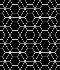 Vector seamless pattern. Modern stylish texture. Repeating geometric tiles with linear hexagonal grid. Thin monochrome trellis. Trendy graphic design. Can be used as swatch for illustrator.