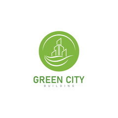 green city skyline logo design property  building vector icon