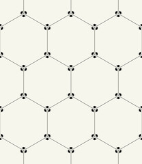 Vector seamless pattern. Modern stylish texture. Repeating geometric tiles with linear hexagonal grid. Thin monochrome trellis. Trendy graphic design. Can be used as swatch for illustrator.