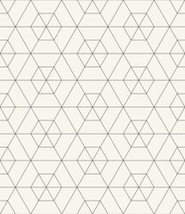 Fototapeta premium Vector seamless pattern. Modern stylish texture. Repeating geometric tiles with linear hexagonal grid. Thin monochrome trellis. Trendy graphic design. Can be used as swatch for illustrator.