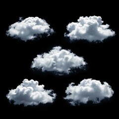 Group of White Clouds Isolated in Black Background