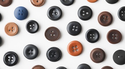 A collection of various buttons on a white background, perfect for sewing and craft projects