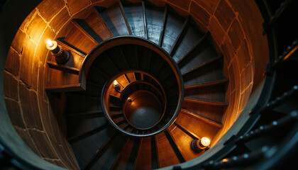 Spiral Staircase with Warm Lighting - Architectural Detail