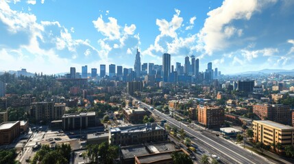 Naklejka premium Stunning Aerial View of a Modern Metropolis on a Bright Day