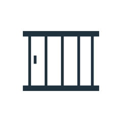 Iron bars flat icon, prison criminal illustration, isolated on white background. 