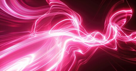 Obraz premium Abstract pink light waves creating a dynamic and energetic visual effect.