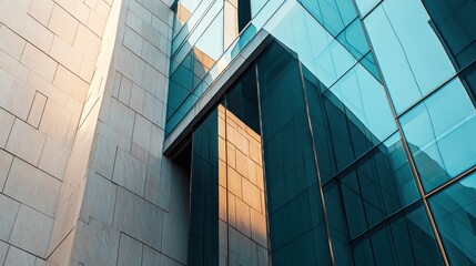 Obraz premium Modern Architectural Design: Glass and Stone Facade