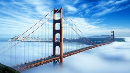 Obraz premium Golden Gate Bridge Enveloped in Fog, San Francisco