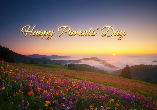 Fototapeta Greeting cards, posters and text inscriptions for Happy Parents' Day