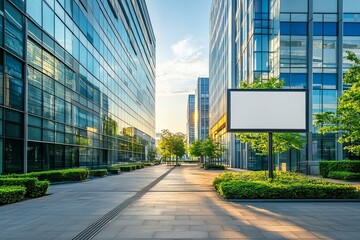 Fototapeta premium business park periphery with a minimalist blank billboard mockup nestled among office settings