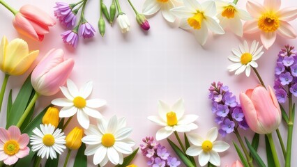 Colorful spring flowers arrangement for festive decoration and design projects