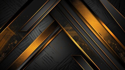 Obraz premium Abstract design featuring geometric shapes with black and gold tones.