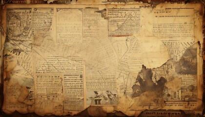 Obraz premium Vintage Newspaper Grunge Paper Texture Background with Abstract Aged Look